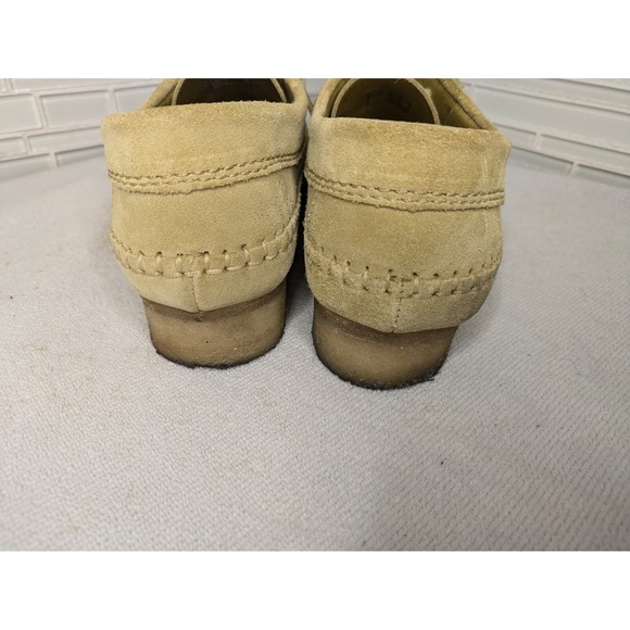 Clarks ORIGINALS Weaver Moccasins Crep Sole Tan Suede‎ Lace Up Shoes Womens Sz 9 - Picture 8 of 11